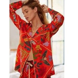 Anthropologie Rosa de Weerd Flannel Sleep Top Size Medium Womens